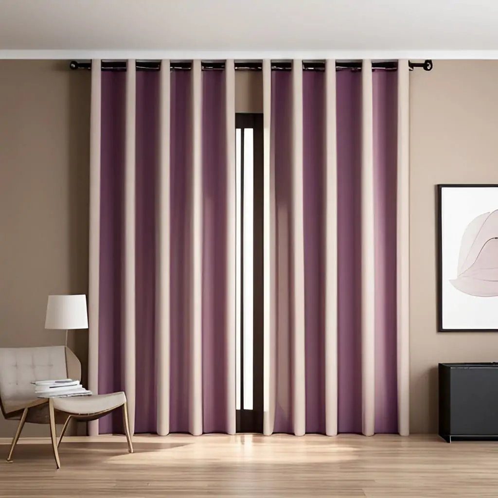 Mauve color Curtains for  beige walls